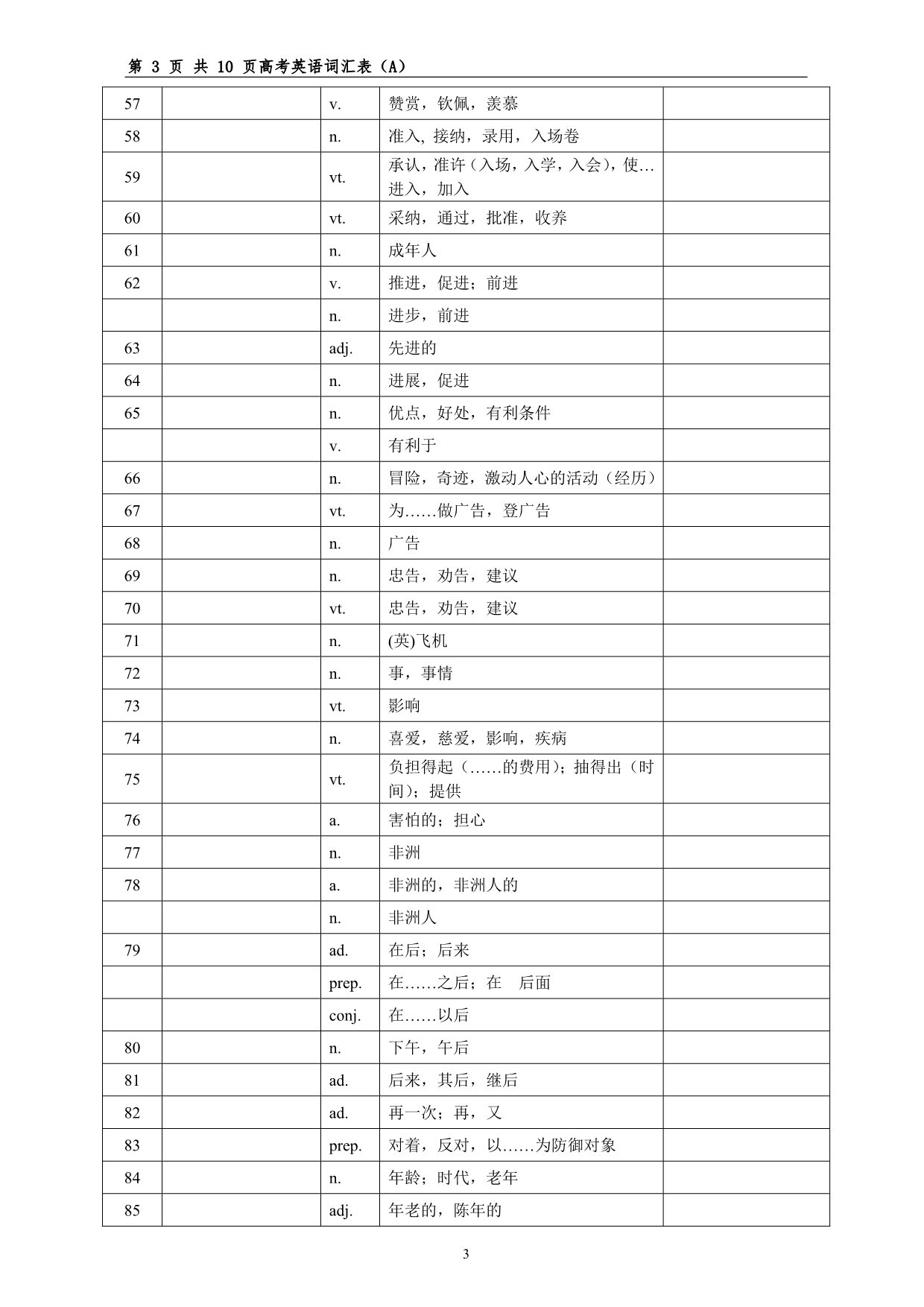 高考英语词汇手册(A-汉译英)_第3页