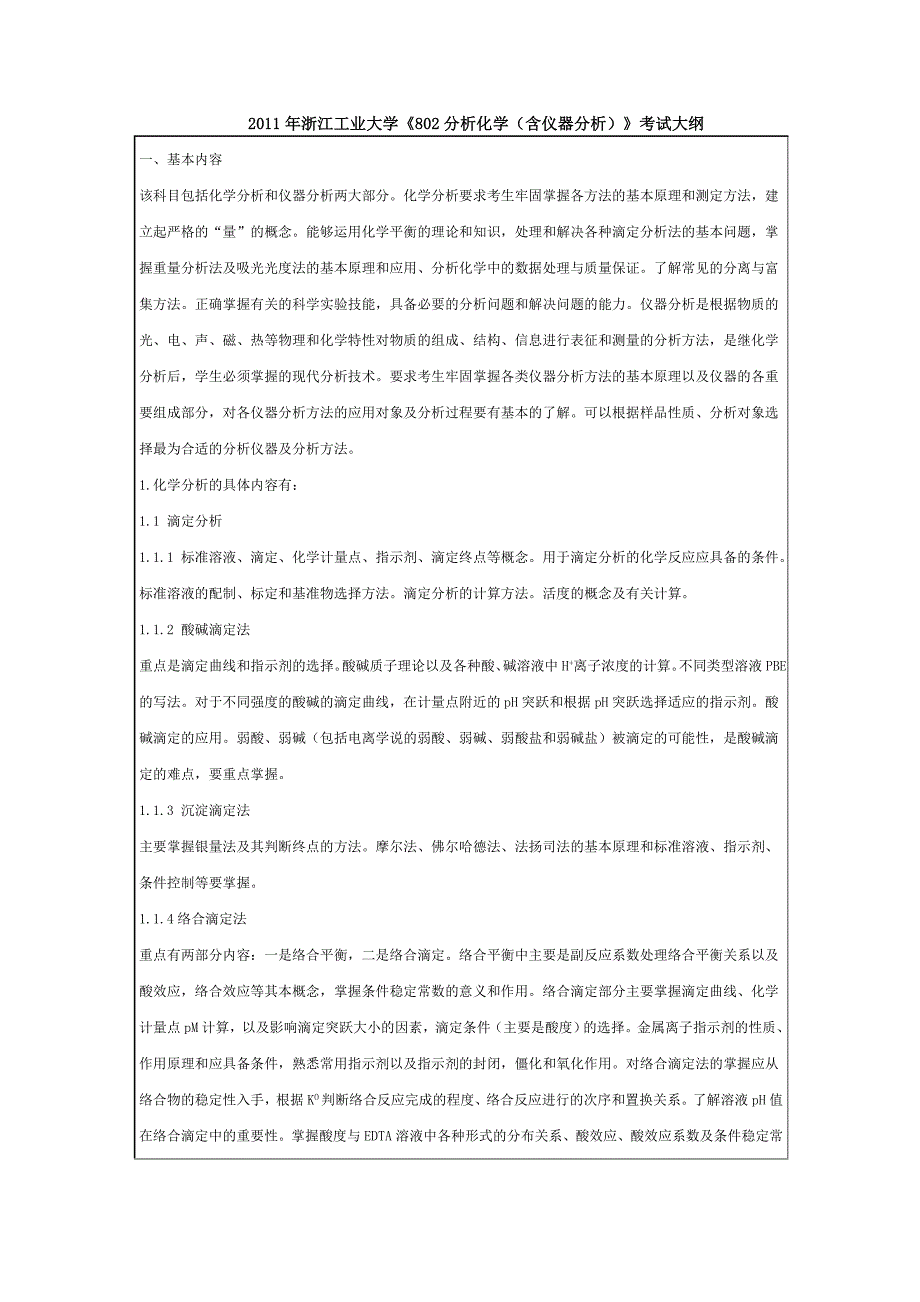 2011年浙江工业大学分析化学考研科目及参考书_第2页