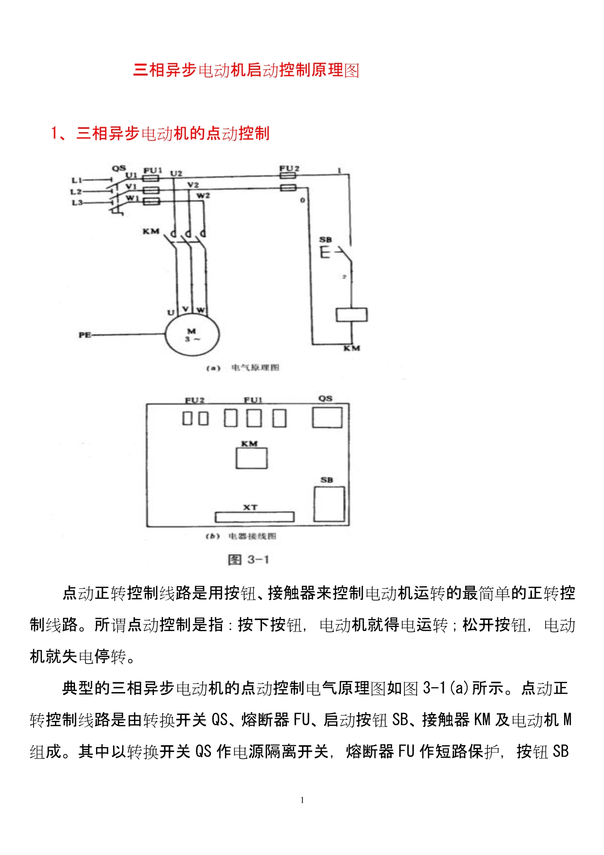 三相异步电动机启动控制原理图_第1页