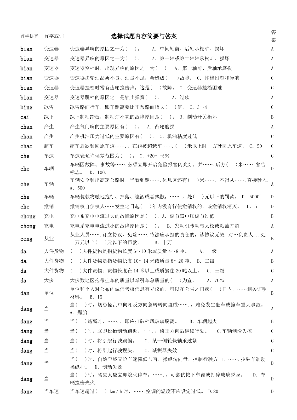 2013[1].10.25驾驶人职业培训新编应试用题_第1页