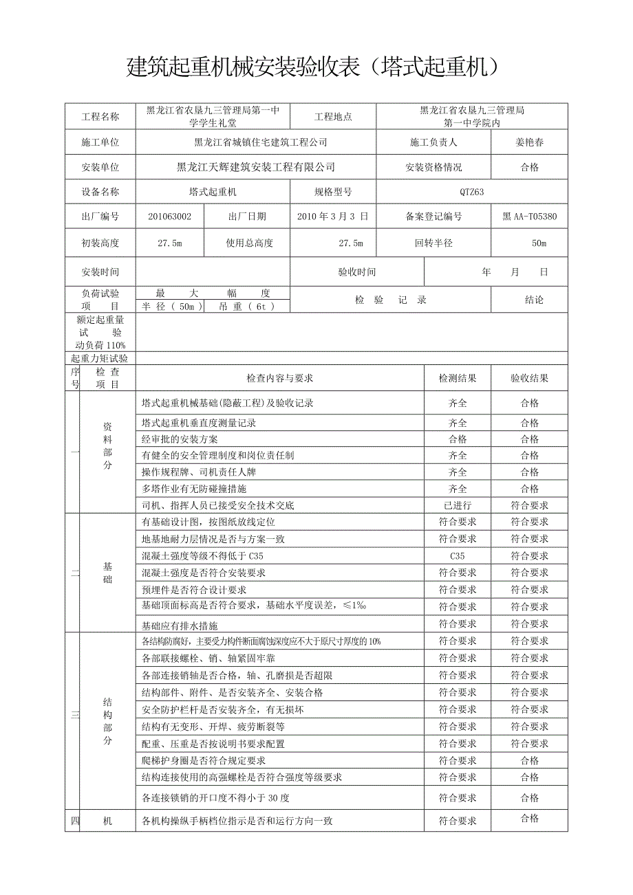 建筑起重机械安装验收表(塔式起重机)_第1页