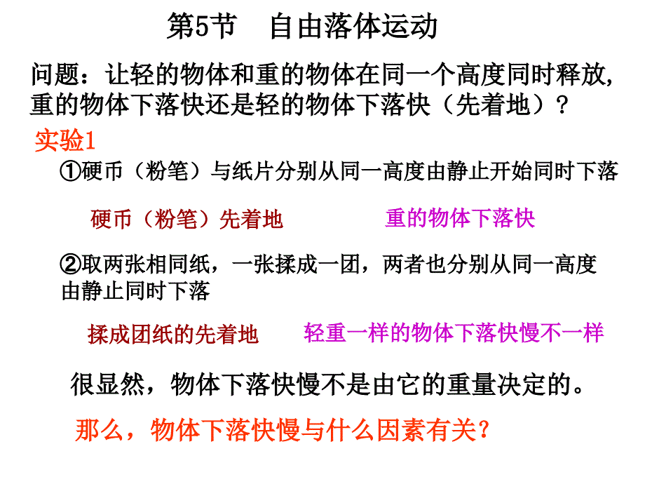 高一物理必修12.5自由落体_第2页