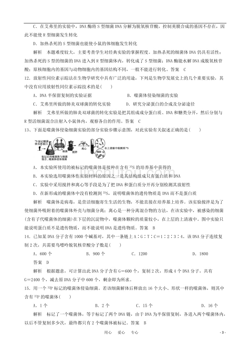 2012高中生物一轮复习 3-2 DNA分子的结构、复制与基因强化训练_第3页