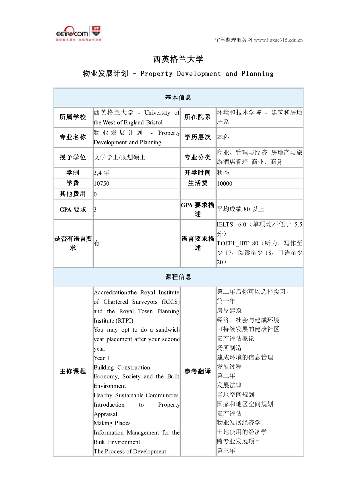 西英格兰大学物业发展计划本科_第1页