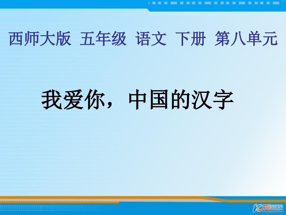 （西师大版）五年级语文下册课件 我爱你，中国汉字1_第1页