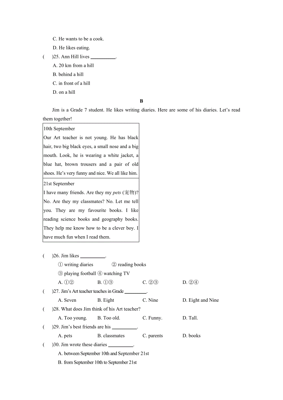 14-15学年七年级英语(牛津译林版上册)期中试题三(河南)_第3页