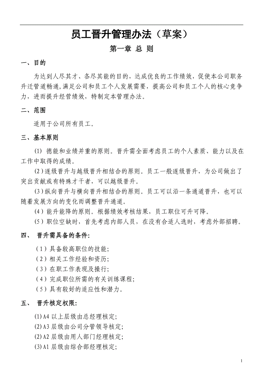 公司员工晋升竞聘管理办法V1.0_第1页