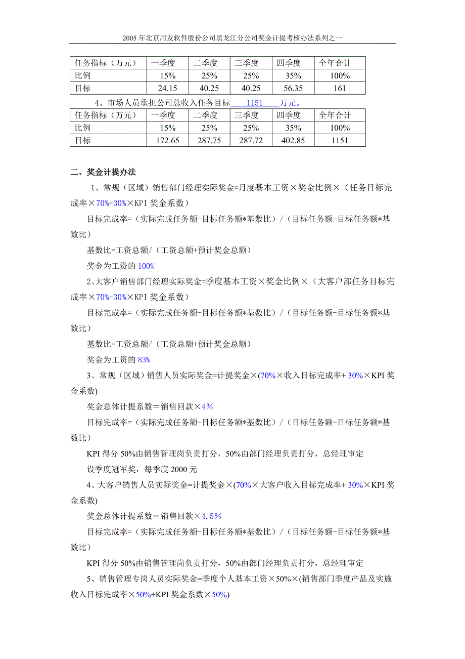 黑龙江销售人员奖金计提考核办法_第2页