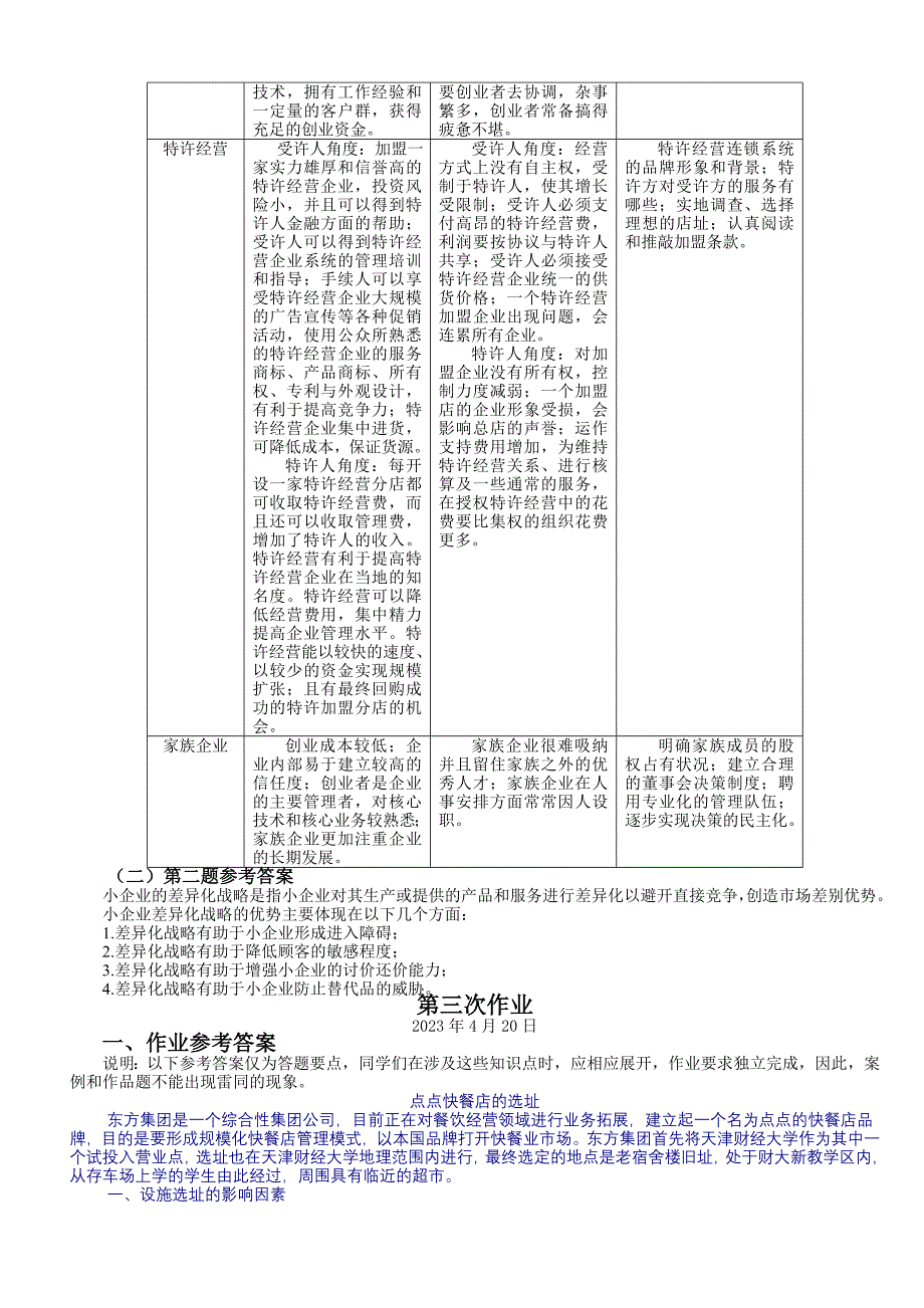 2012年小企业管理形成性考核册答案_第3页