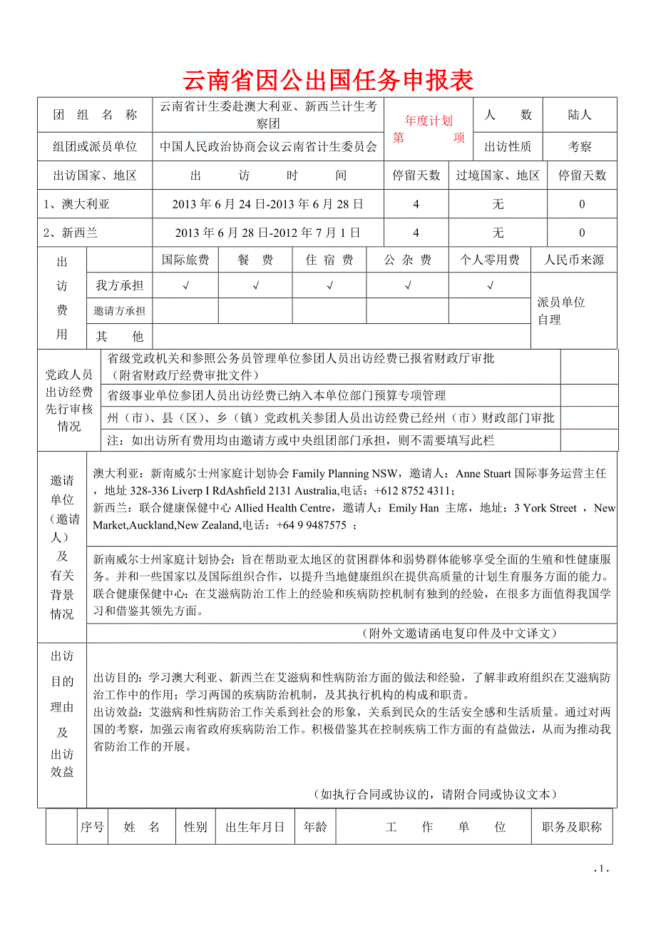 云南省因公出国任务申报表_第1页