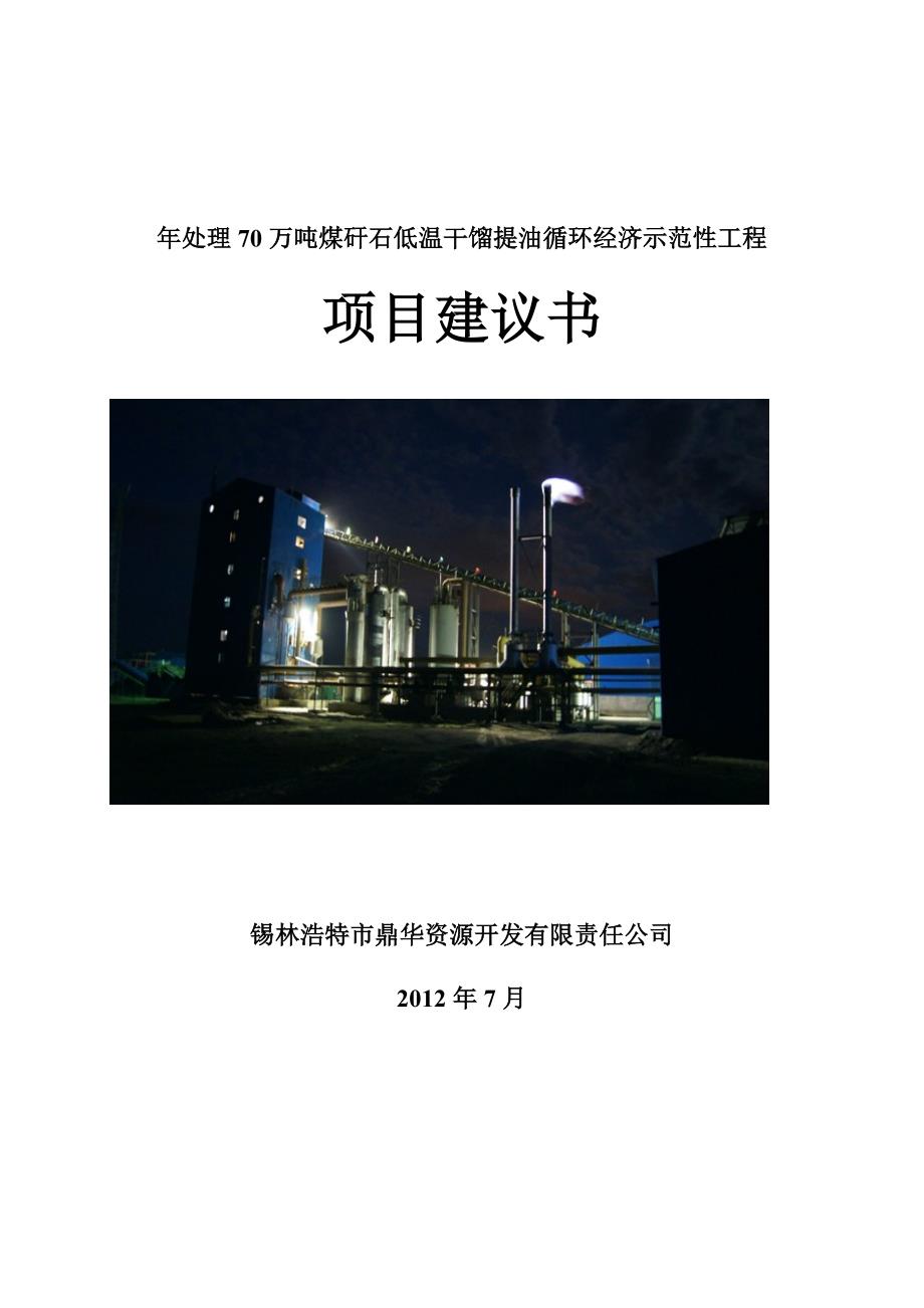 鼎华公司年处理100万吨煤矸石项目建议书_第1页