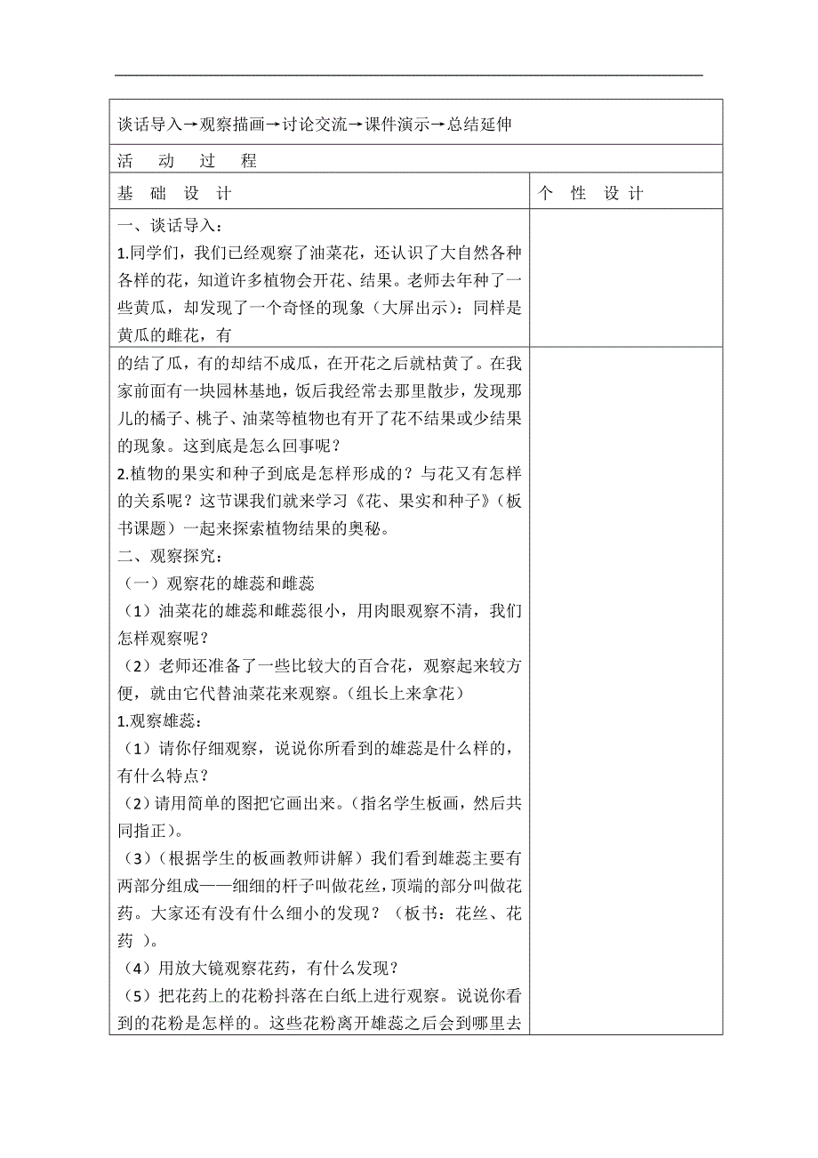 （教科版）四年级科学下册教案 花、果实和种子 3_第2页