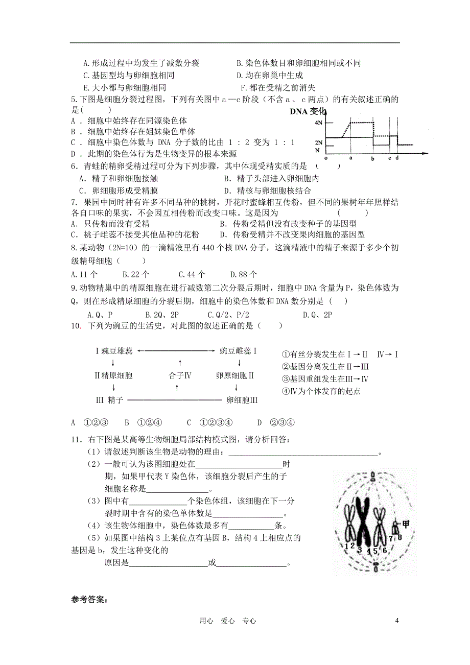 高中生物《受精作用》学案2 中图版必修2_第4页