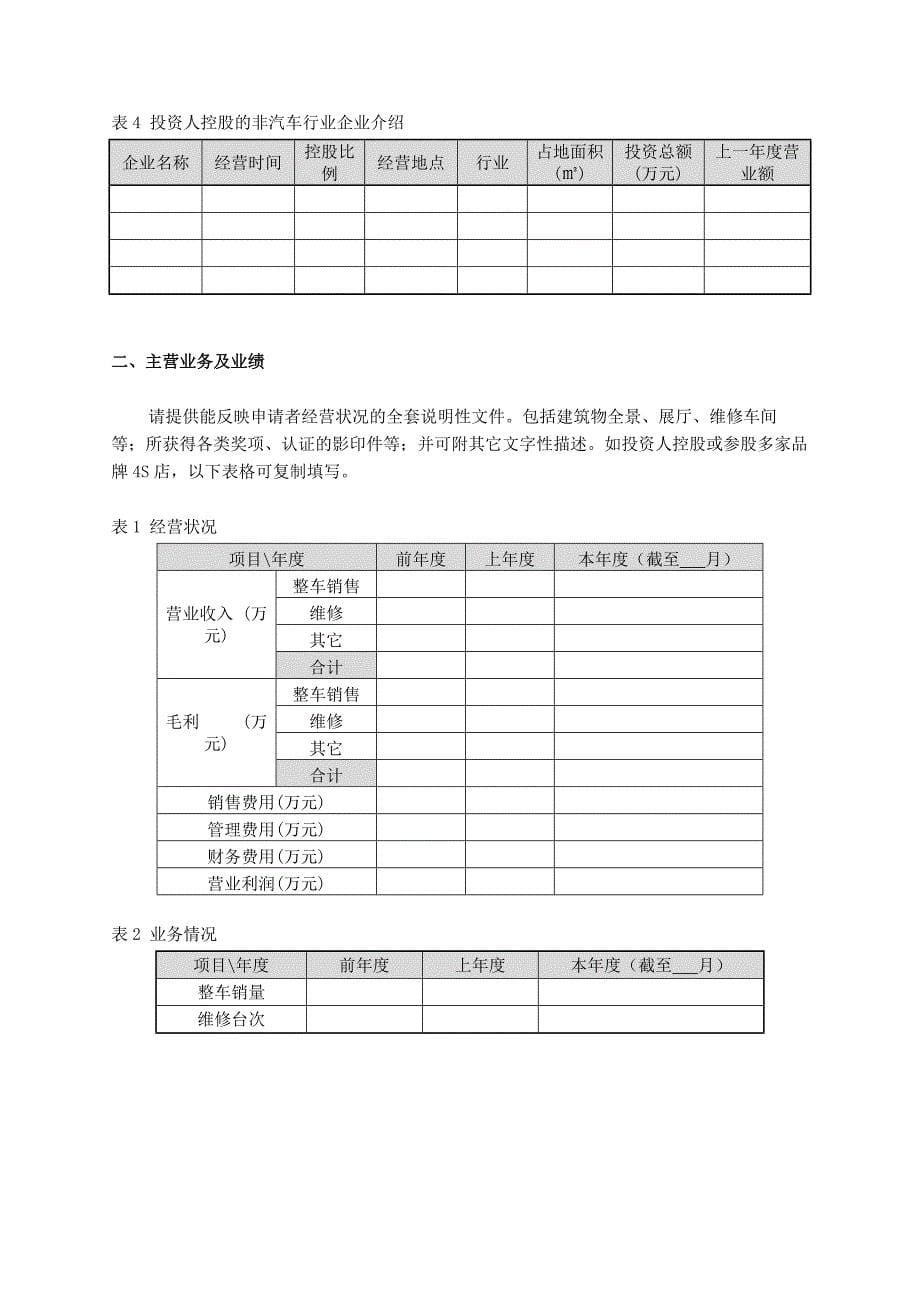 长安马自达汽车经销商加盟申请书_第5页