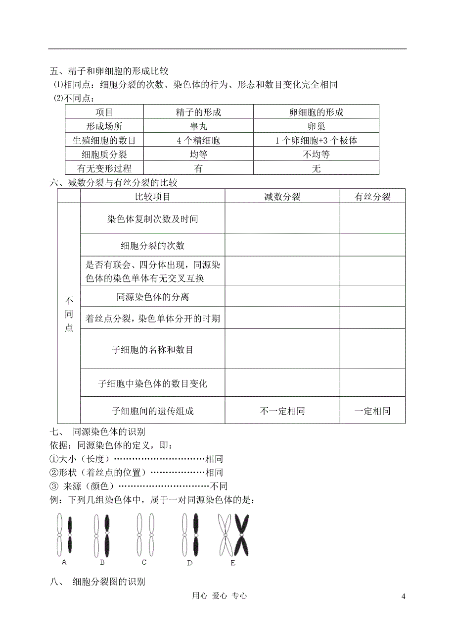 高中生物《减数分裂和受精作用》学案2 新人教版必修2_第4页