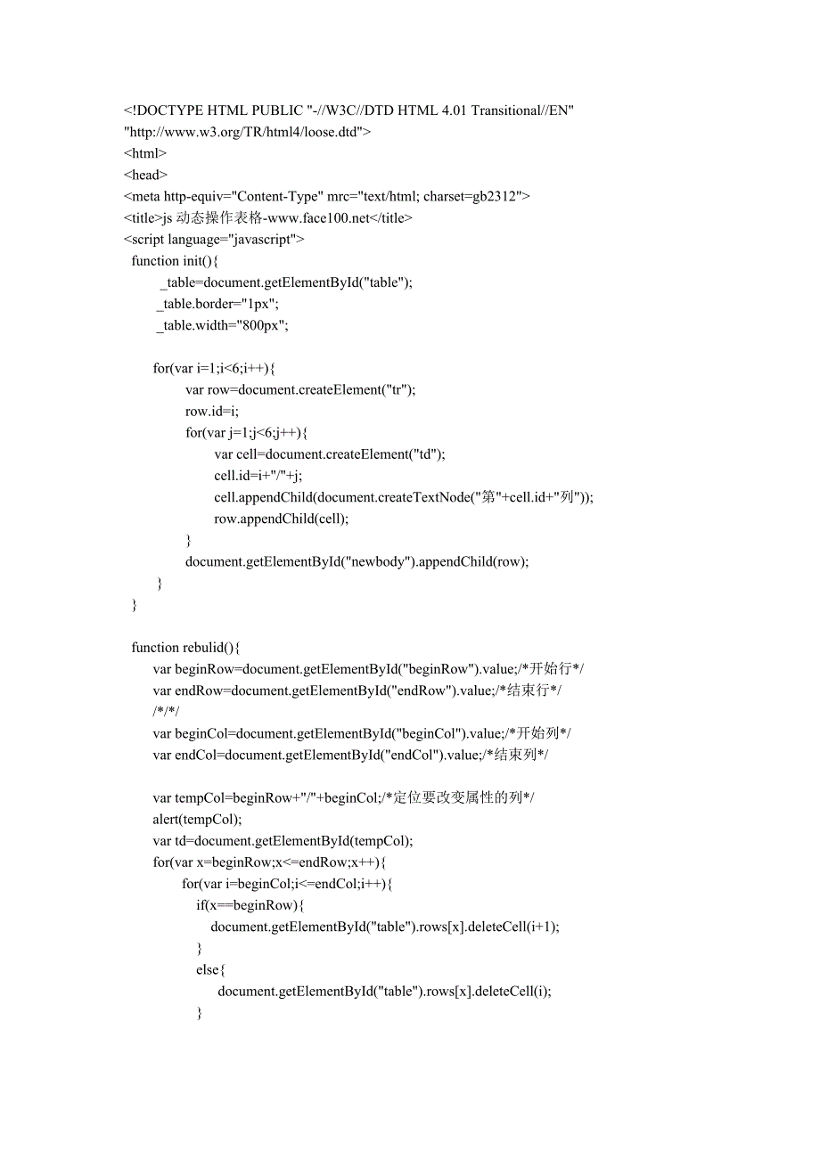 JavaScript动态操作表格,添加,删除行、列及单元格表单按钮特效_第1页