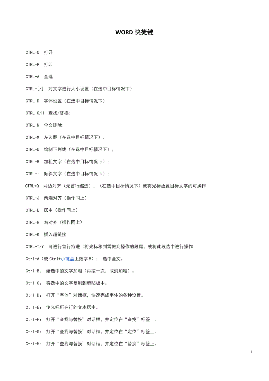 WORD快捷键_第1页