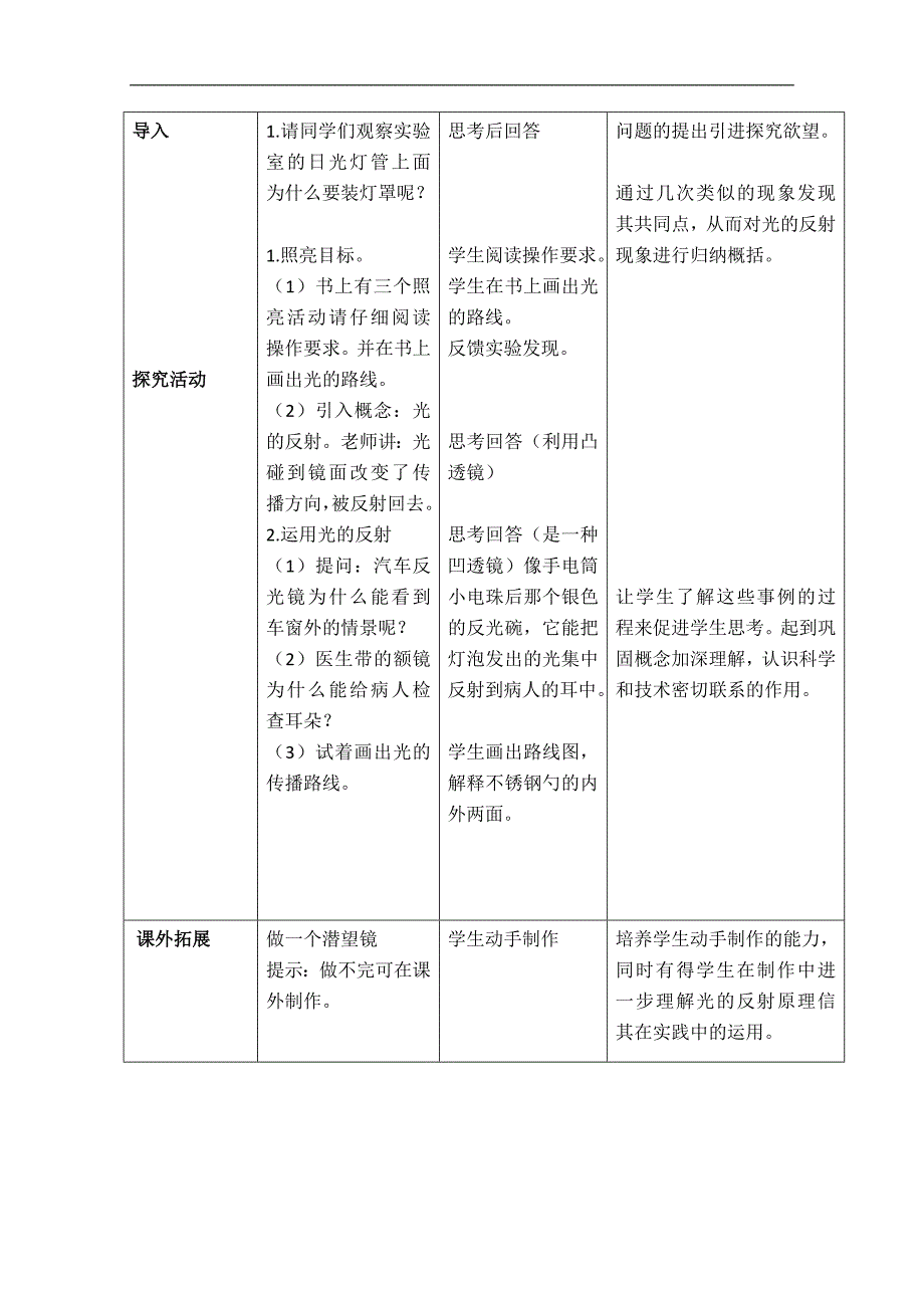 （教科版）五年级科学上册教案 光的反射 2_第2页