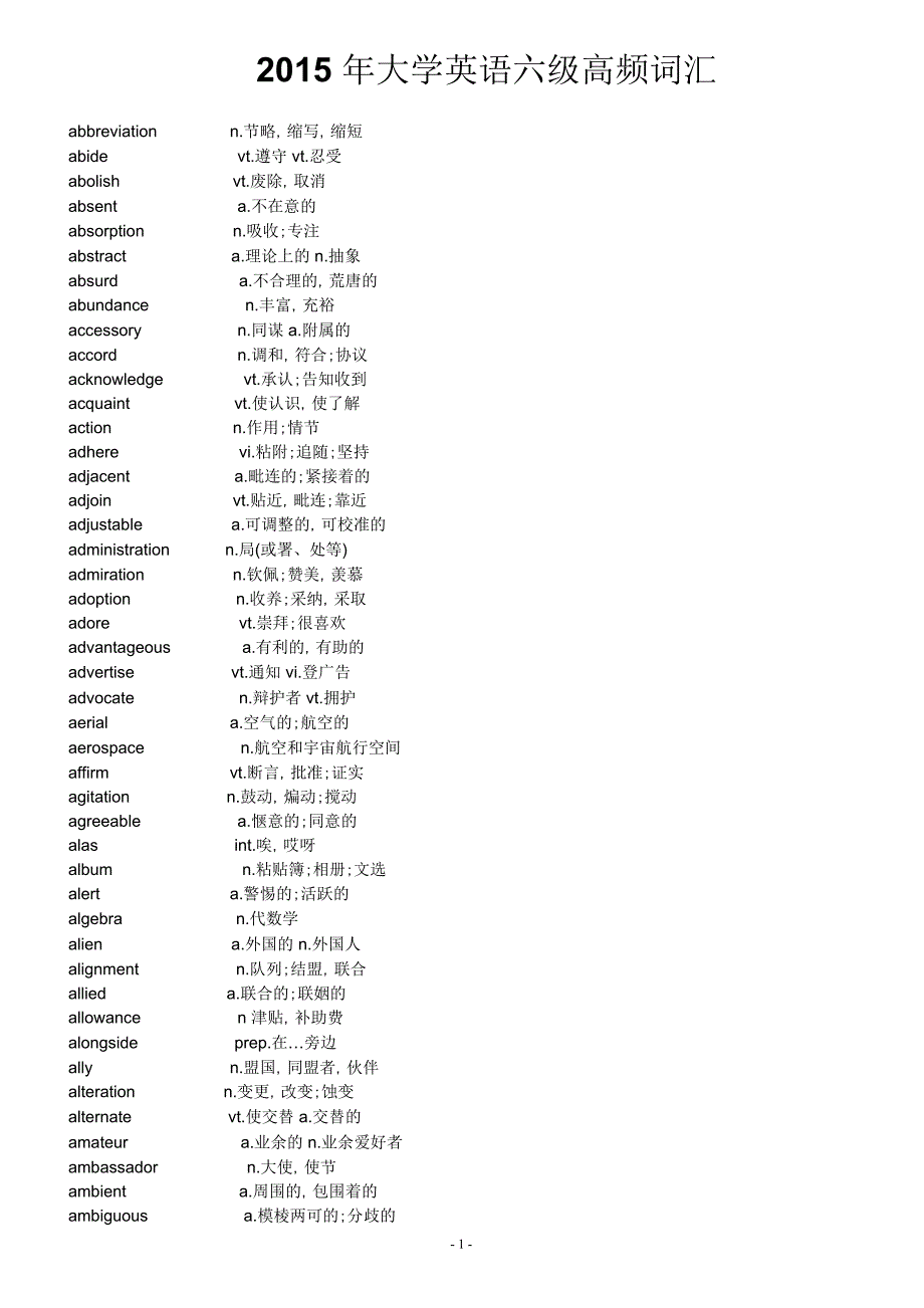 2015年英语六级高频词汇.pdf_第1页