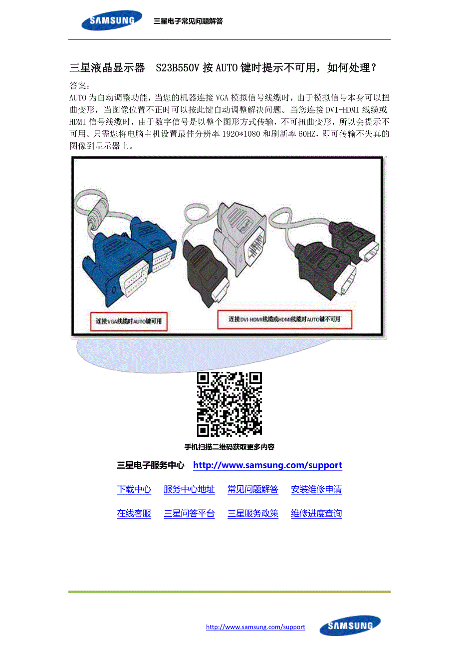 20120428--显示器--三星液晶显示器  S23B550V按AUTO键时提示不可用,如何处理？_第1页