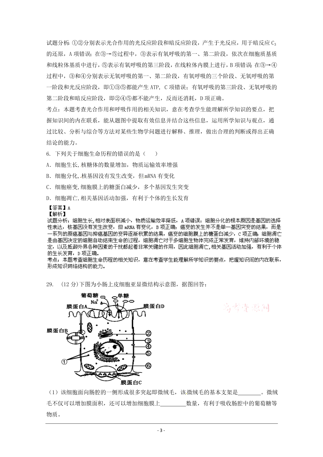 佛山市实验学校2016届高三9月模拟试题生物试题 Word版含解析_第3页