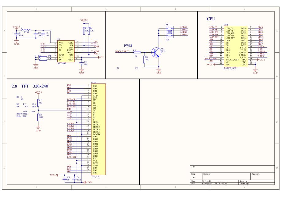 2.8寸 TFT LCD模块 原理图_第1页