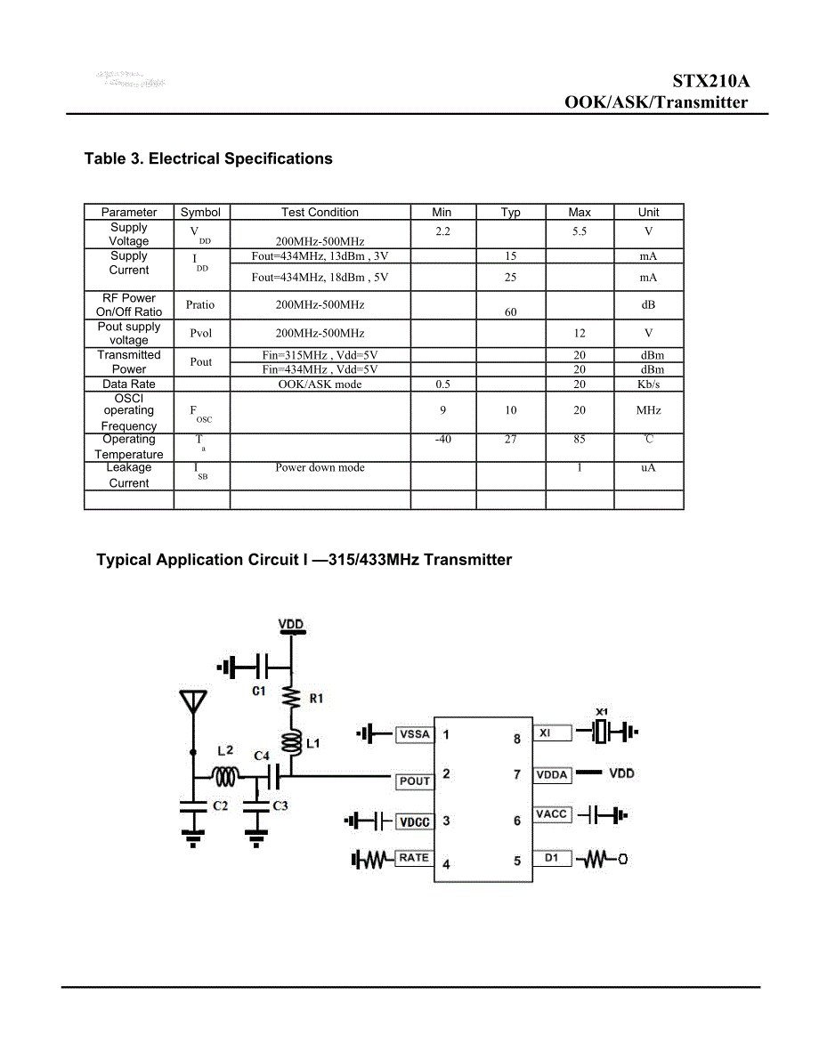 STX210A--集成编码功能大功率发射芯片_第3页
