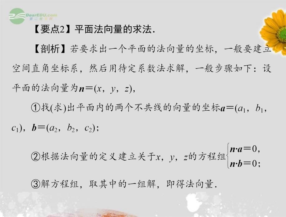 【优化课堂】2012高中数学 第三章 3.2.1 直线的方向向量与平面的法向量课件 新人教A版选修2-1_第5页