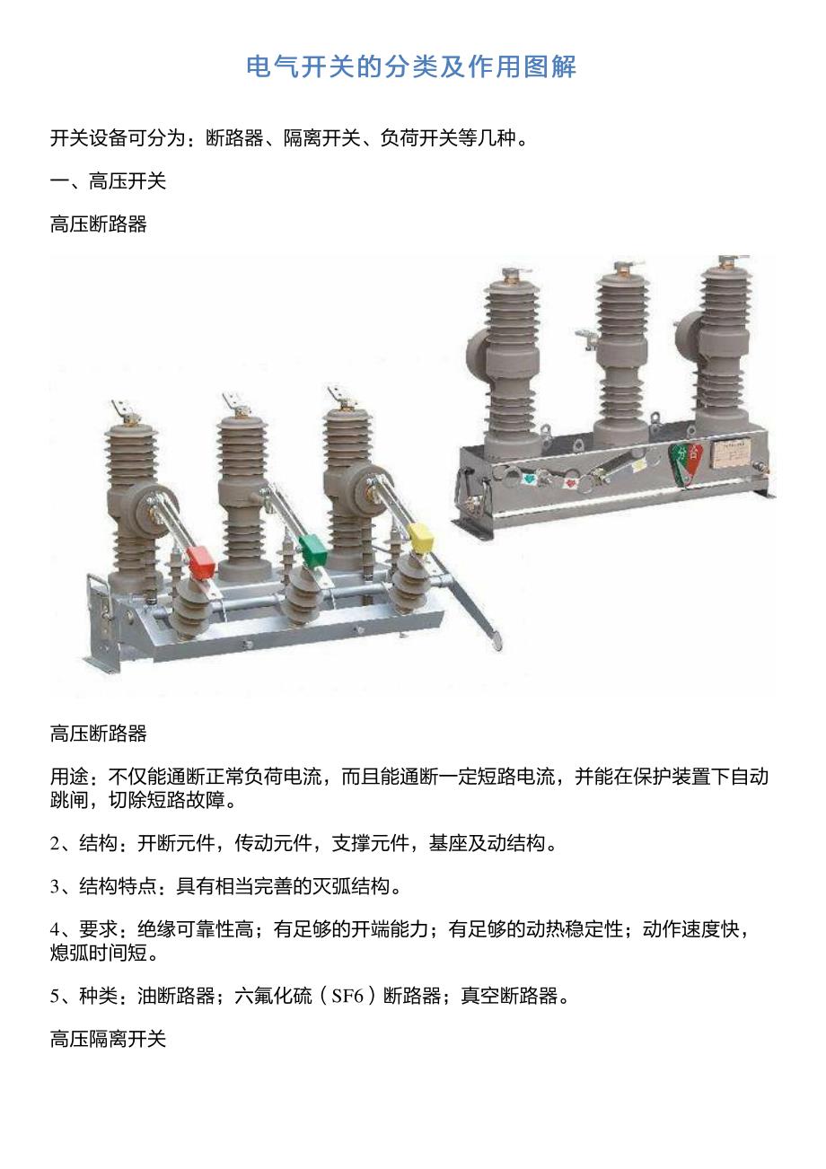 电气开关的分类及作用图解_第1页