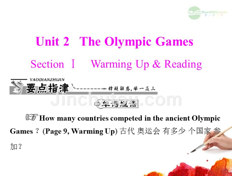 【优化课堂】2012年高中英语 unit 2：section ⅰ warming up & reading课件  新人教版必修2_第1页