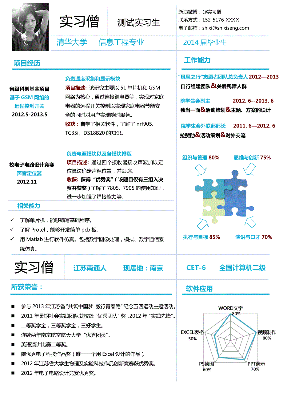 大气学术型简历模板_第1页