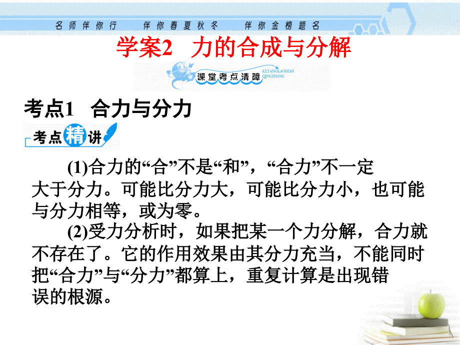 2013高考物理一轮复习资料 2.2 力的合成与分解课件 沪科版_第1页