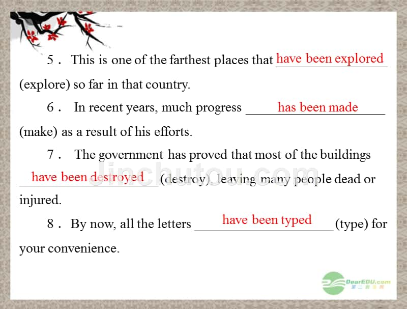 【优化课堂】2012年高中英语 unit 3：section ⅱ learning about language课件  新人教版必修2_第5页