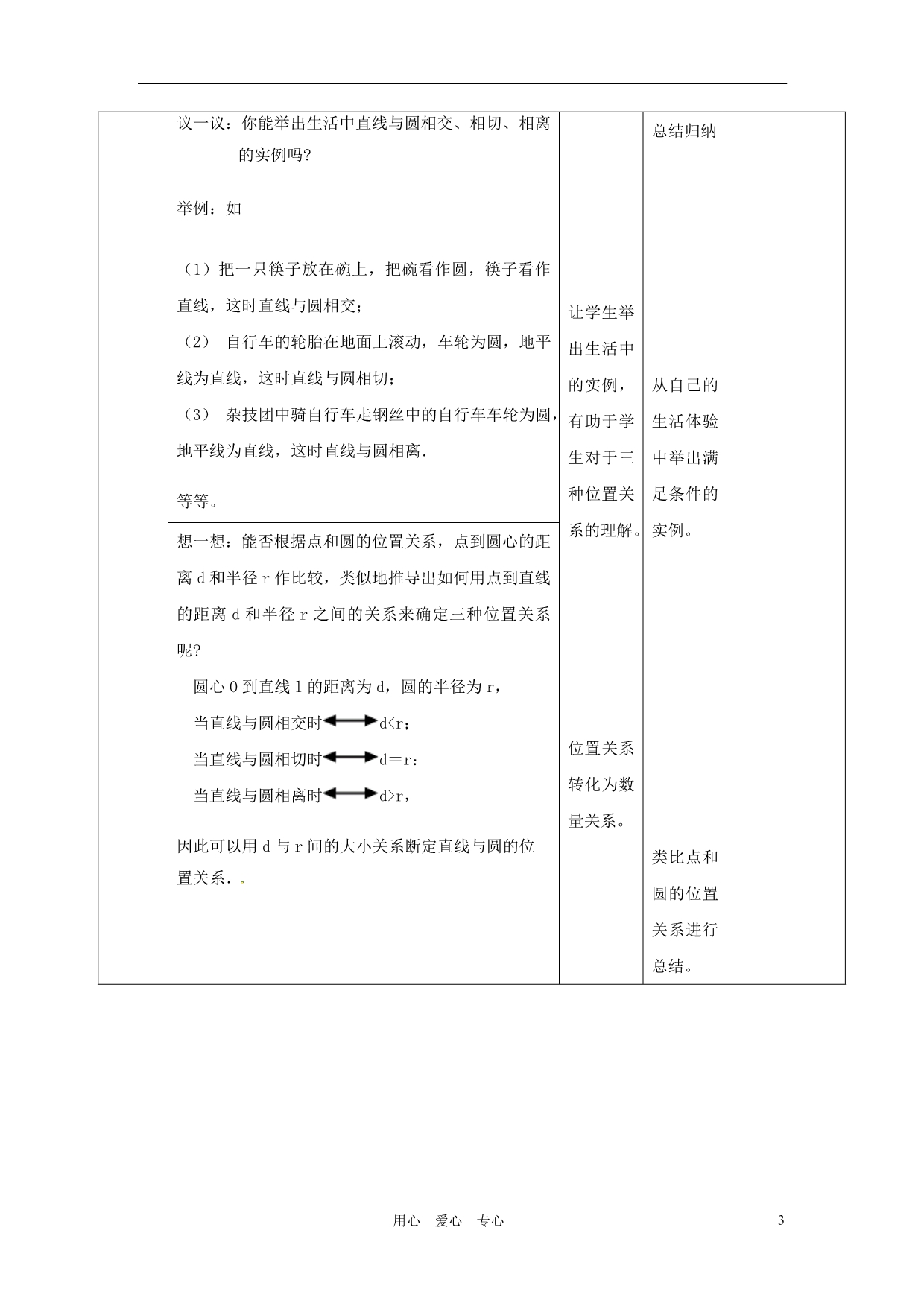 辽宁省瓦房店市第八初级中学九年级数学上册《24.2.2 直线和圆的位置关系》教学设计 人教新课标版_第3页