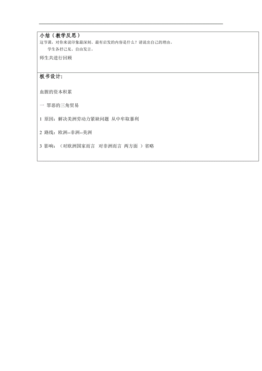 山东省郯城三中九年级历史《血腥的资本积累》教案_第4页