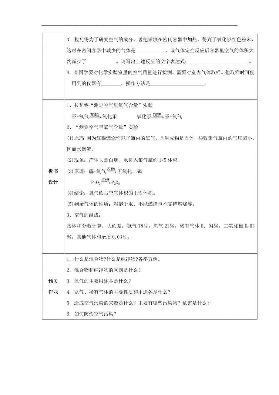 江苏省启东市初三化学复习学案：2.1《空气》1_第5页