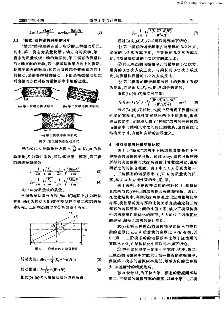 一种高精度微硅加速度计的模态分析与模拟验证_第2页
