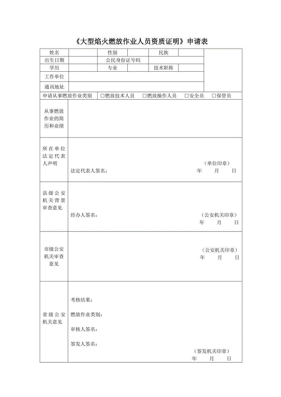 大型焰火燃放作业单位资质证明人员_第1页