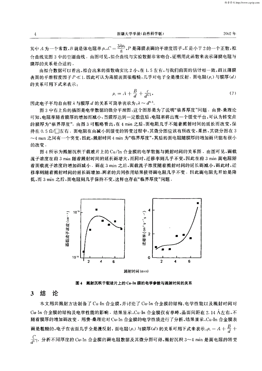 共溅射法制备Cu—In合金膜及电学性能分析 (1)_第4页