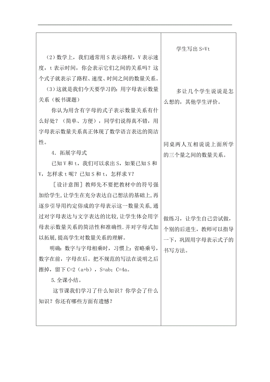 （青岛版）四年级数学下册教案 用字母表示数 2_第2页