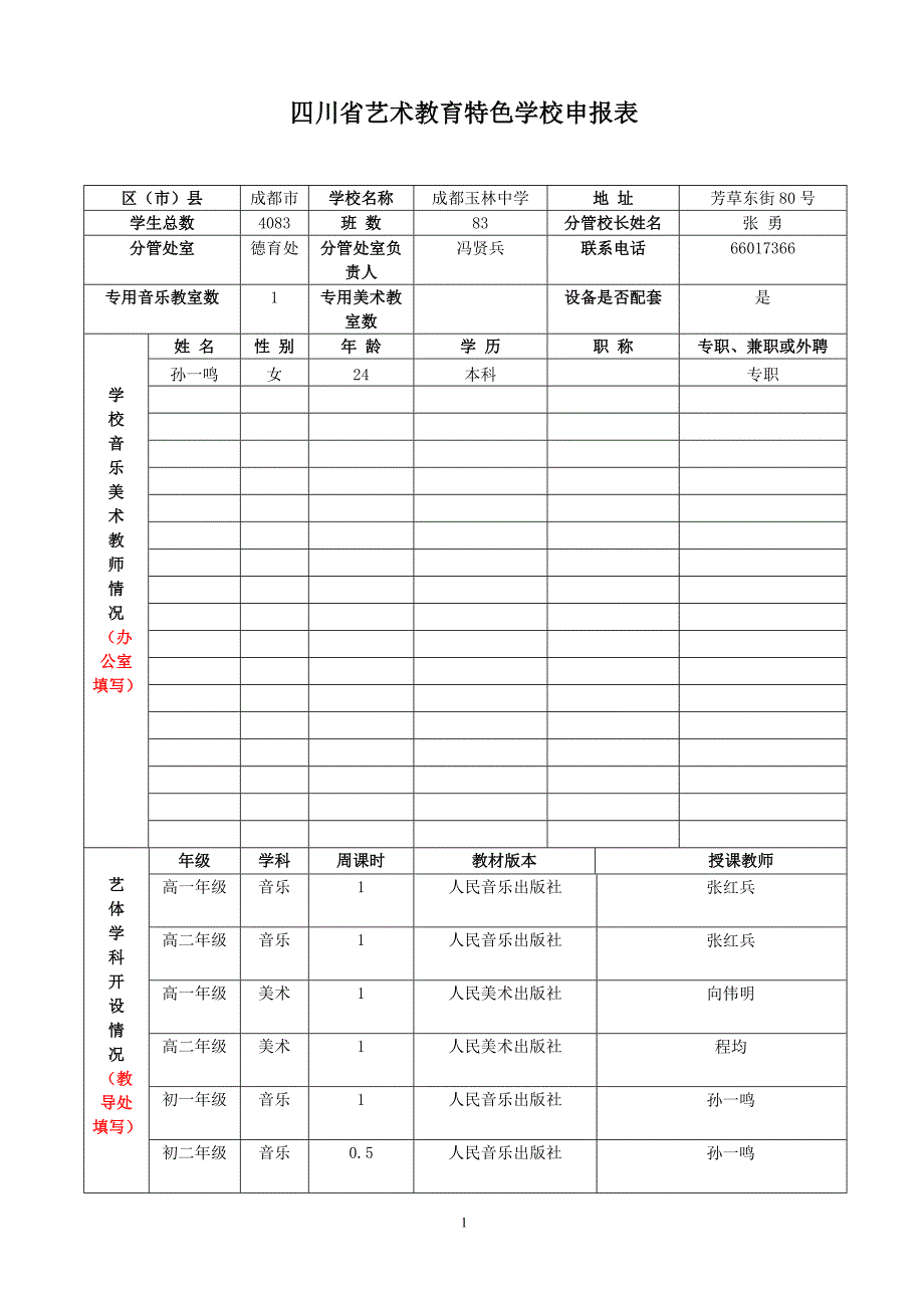 四川省艺术教育特色学校申报表_第1页