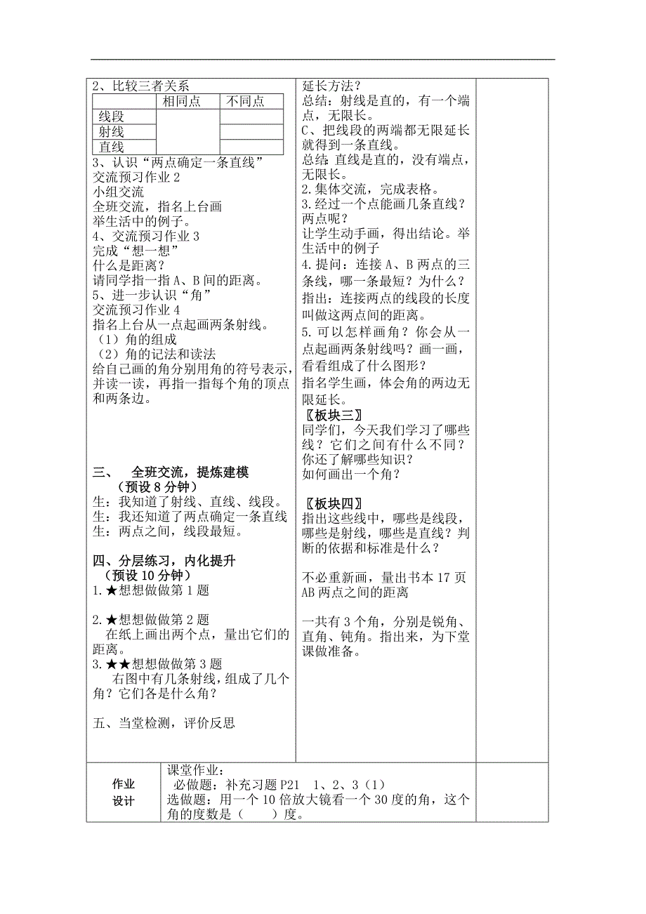 （苏教版）四年级数学上册教案 射线、直线和角的认识_第2页