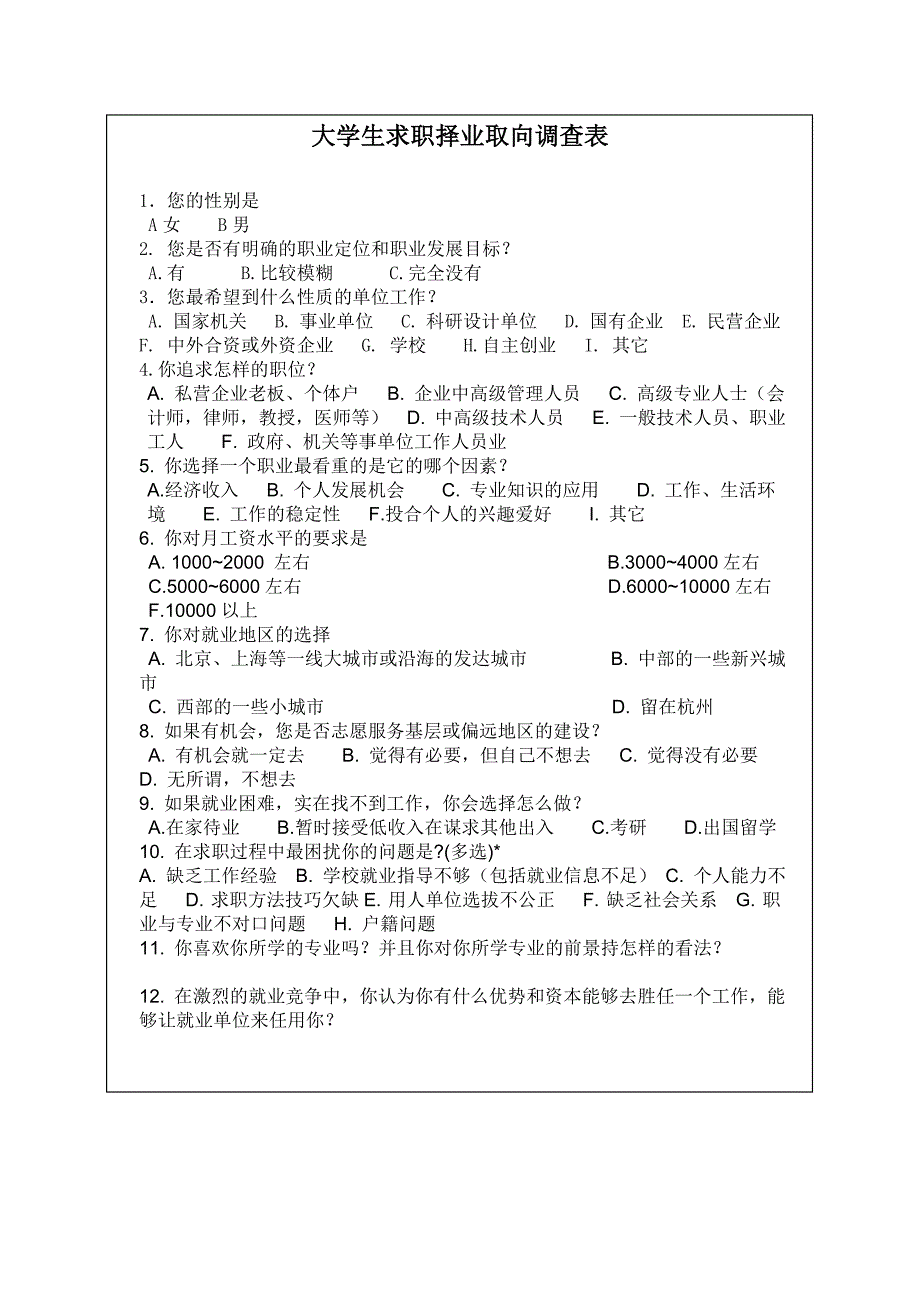 关于大学生求职择业取向状况的调查报告_第2页