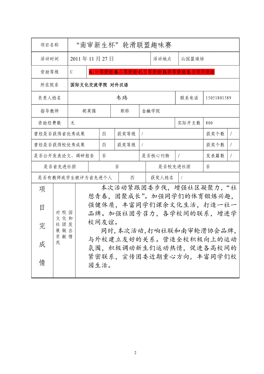 南京审计学院大学生社团活动项目结项报告书_第2页