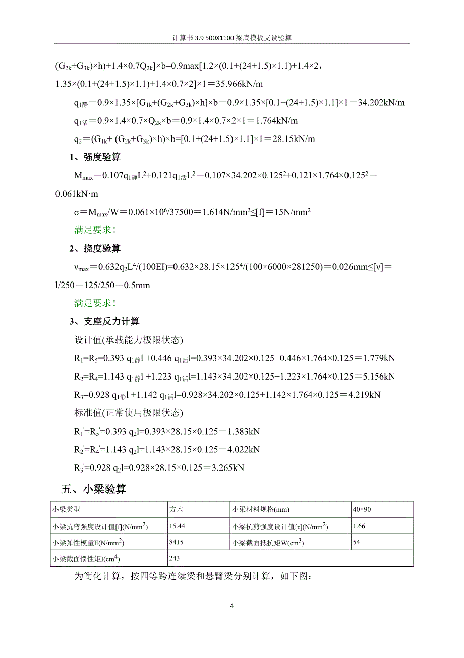 【2017年整理】500X1100梁底模板验算_第4页