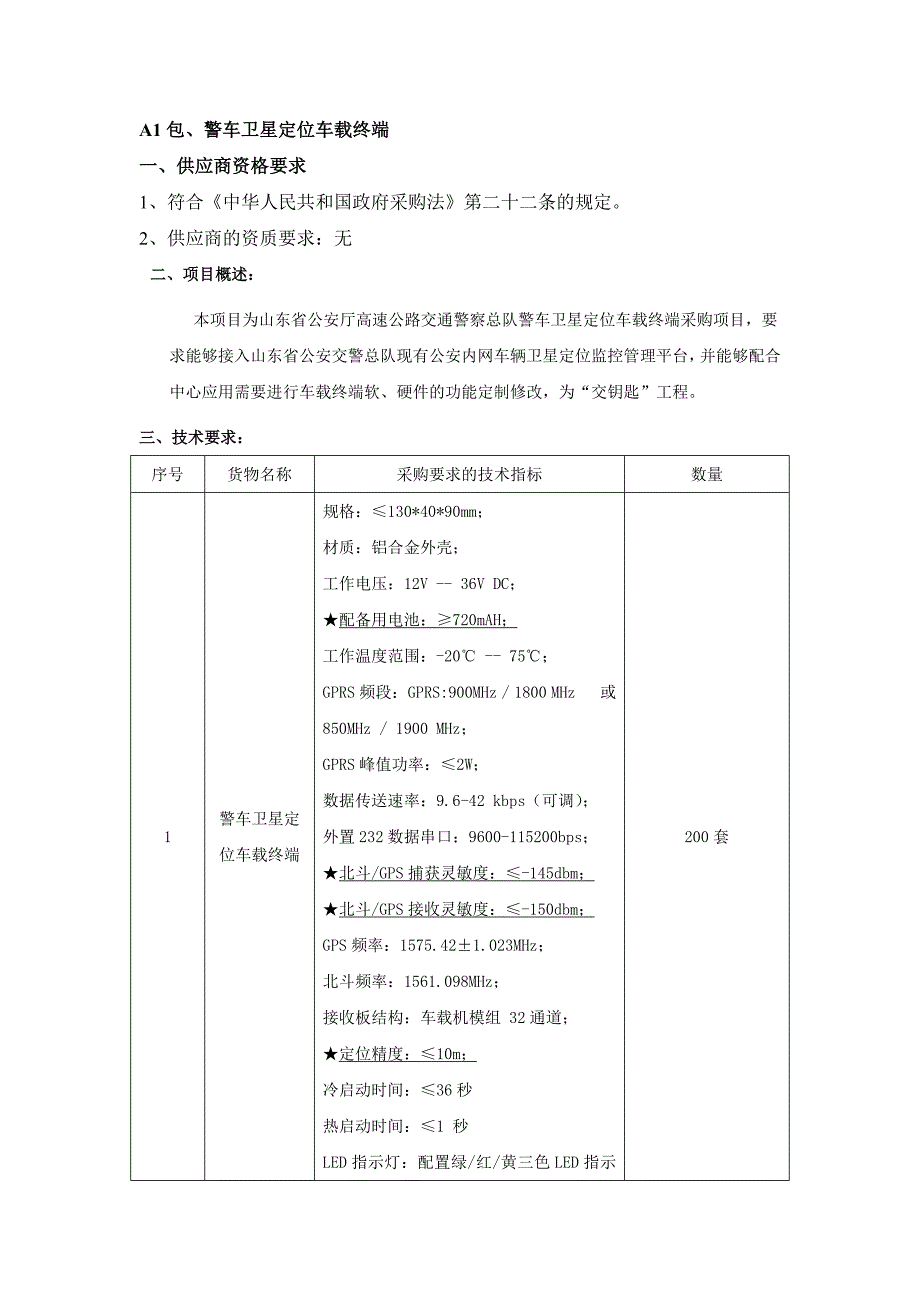 a1包、警车卫星定位车载终端_第1页