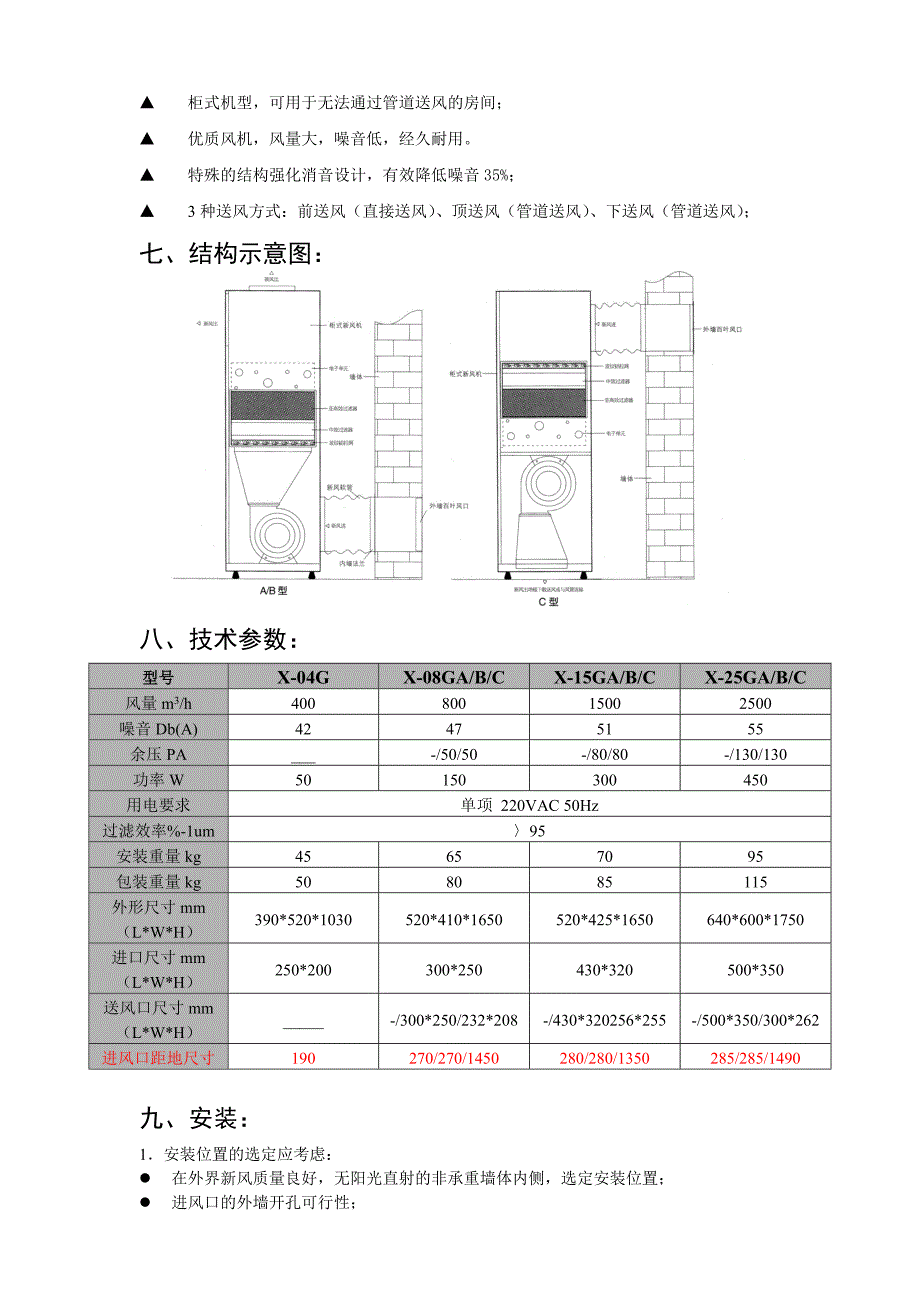 天方牌柜式新风机XG系列_第2页