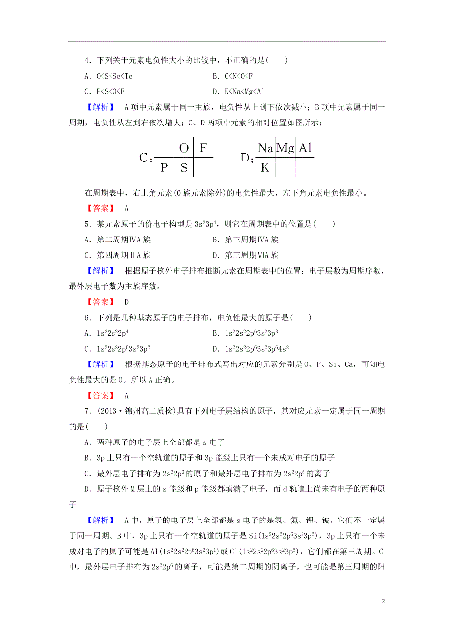 2013-2014学年高中化学 第1章《原子结构与性质》综合检测 新人教版选修3_第2页