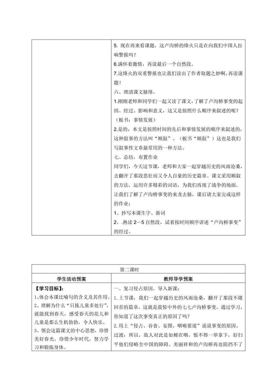 卢沟桥烽火教学设计(表格式)_第3页