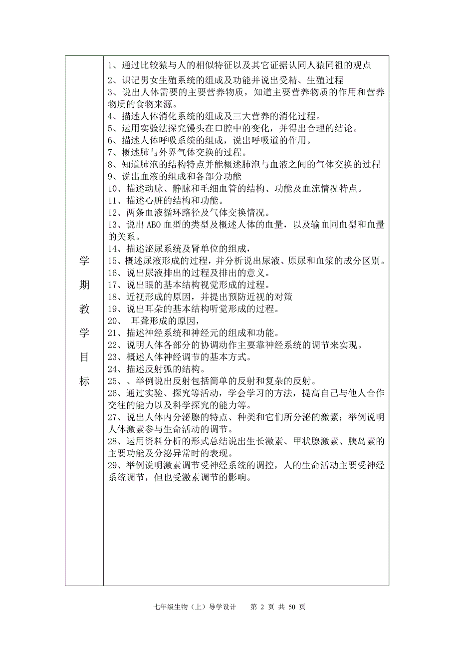人教版七年级生物下册全册教案_第2页